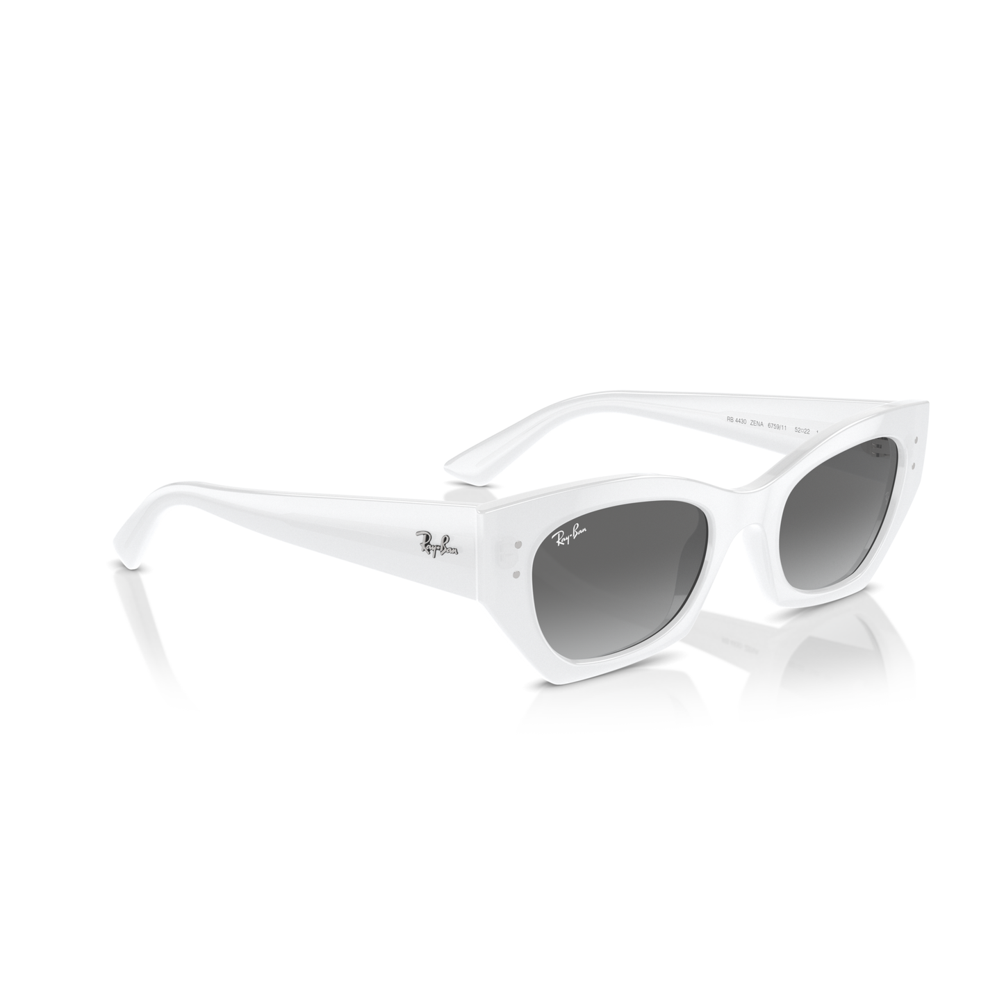 White sunglasses with gray lenses on a white background Polished White Snow + Grey Gradient