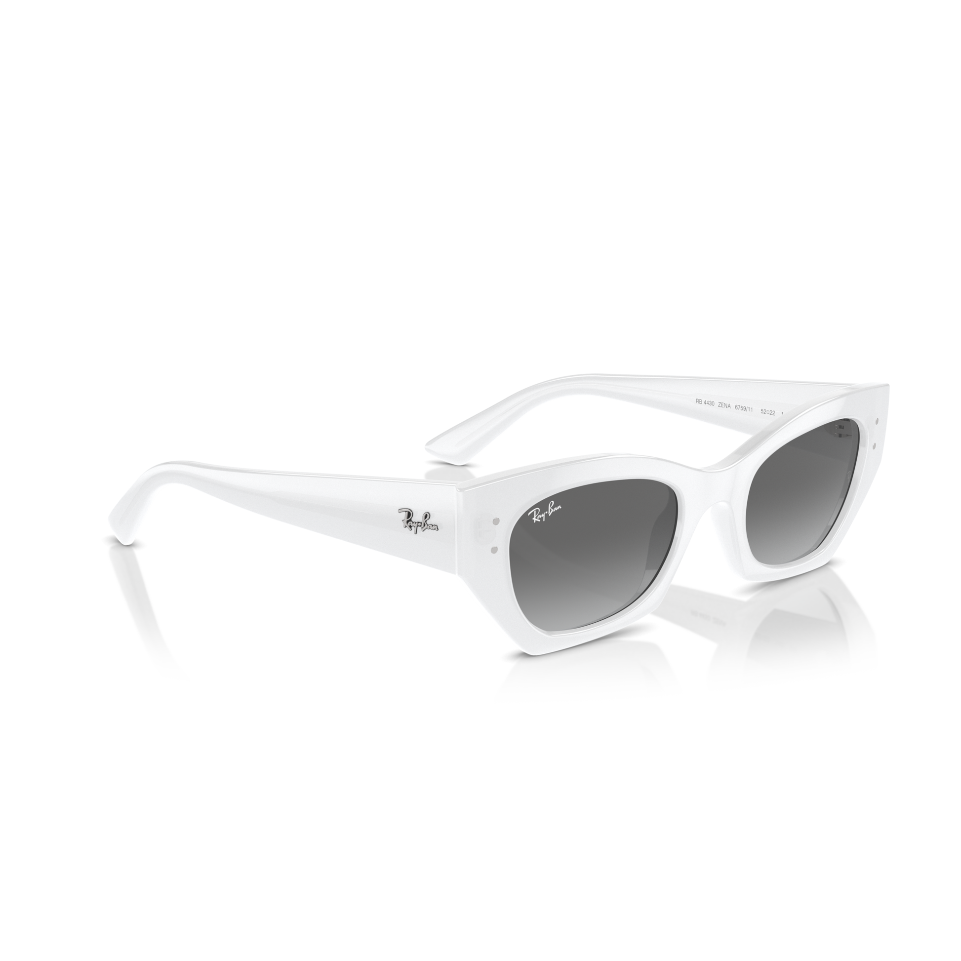 White sunglasses with gray lenses on a white background Polished White Snow + Grey Gradient