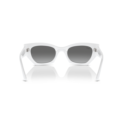 White sunglasses with gray gradient lenses on a white background Polished White Snow + Grey Gradient