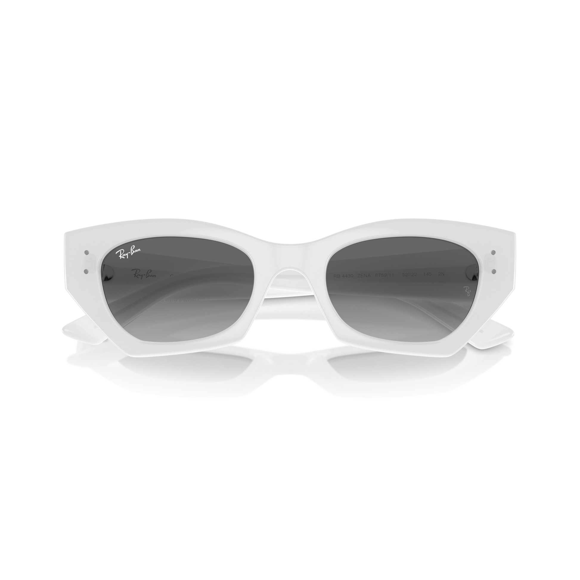 White sunglasses with gray lenses on a white background Polished White Snow + Grey Gradient