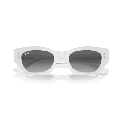 White sunglasses with gray lenses on a white background Polished White Snow + Grey Gradient