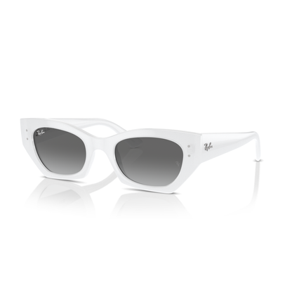 White cat-eye sunglasses with gray gradient lenses on a white background Polished White Snow + Grey Gradient