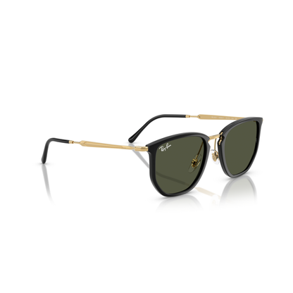 Black and gold sunglasses with green lenses on a white background Polished Black + G-15 Green