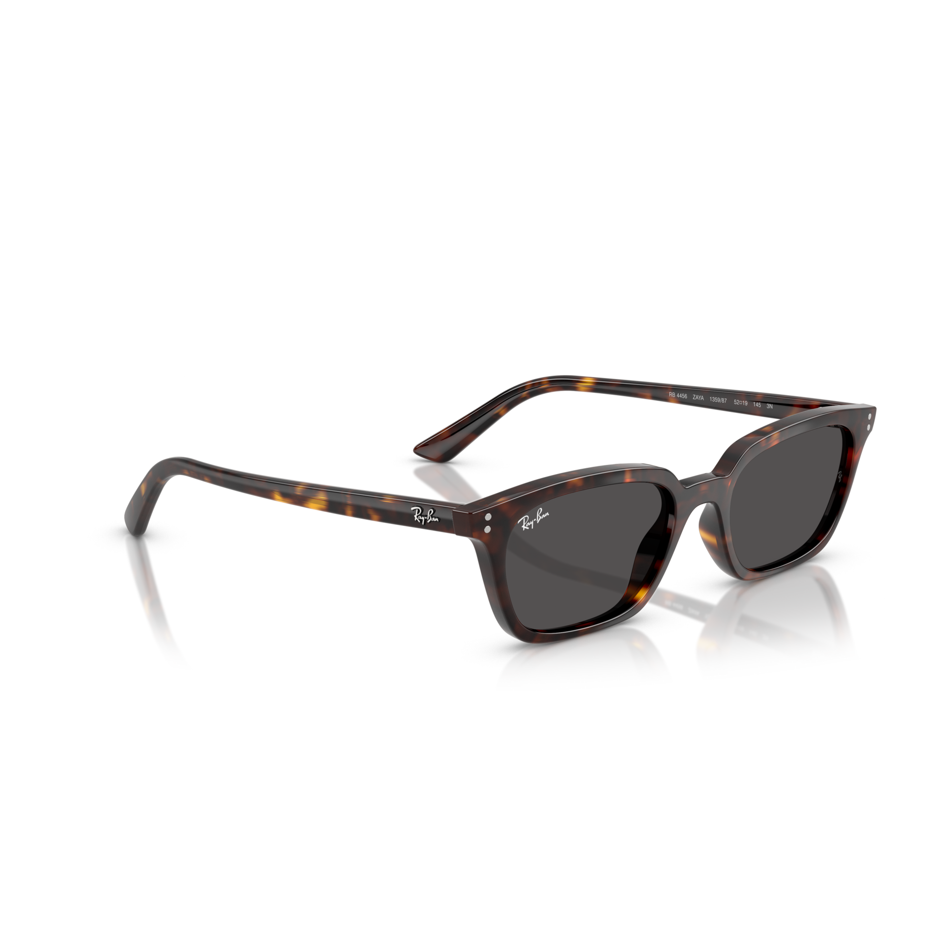 Sunglasses with tortoiseshell frame and dark lenses on a white background Polished Havana + Dark Grey