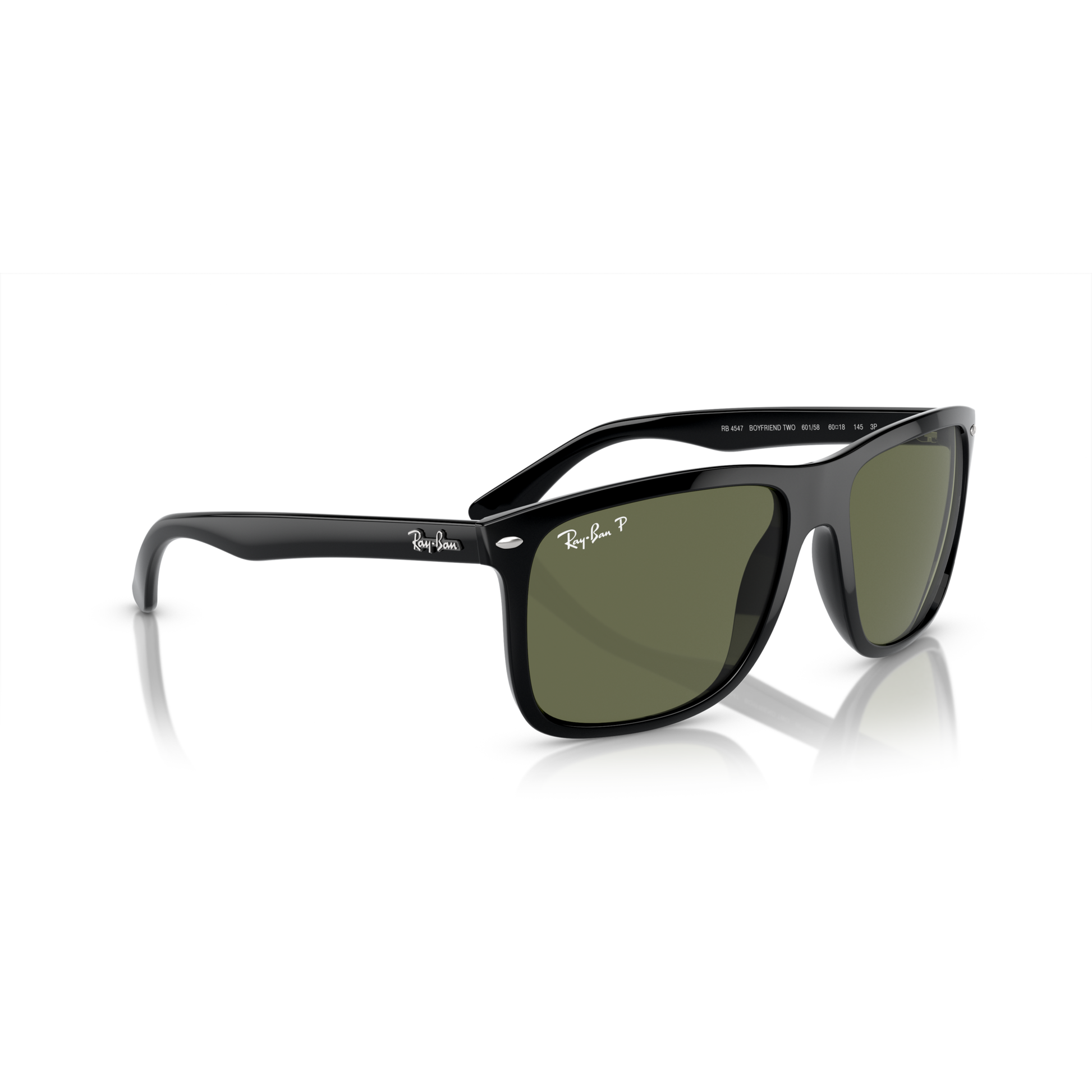 Ray Ban Boyfriend Two Sunglasses - Velocity 21 Black + Polarised Green