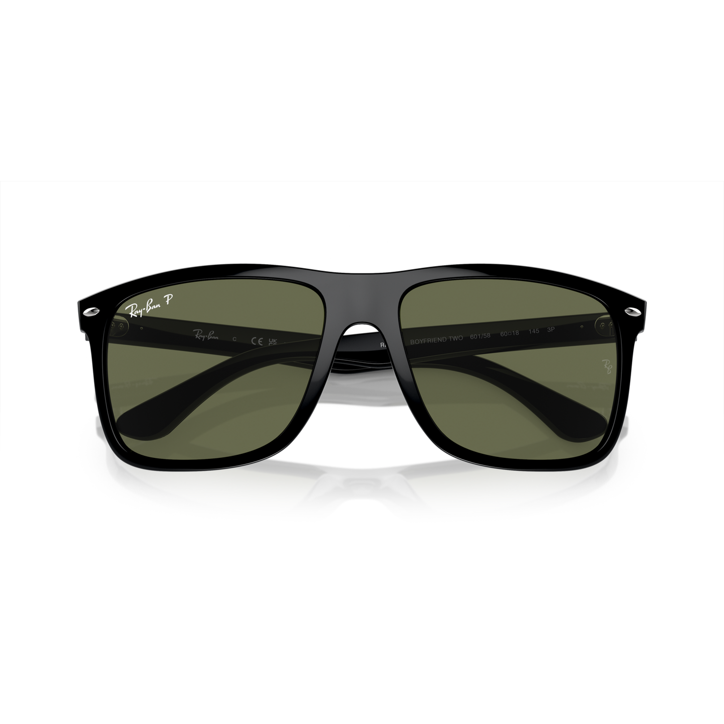 Ray Ban Boyfriend Two Sunglasses - Velocity 21 Black + Polarised Green