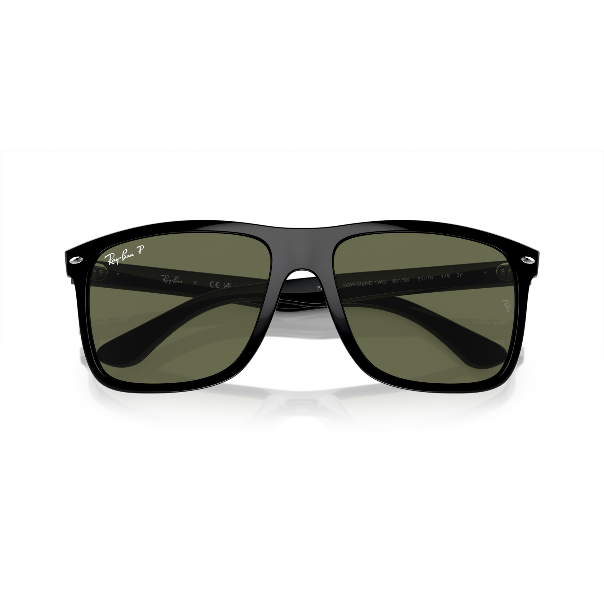 Ray Ban Boyfriend Two Sunglasses - Velocity 21 Black + Polarised Green