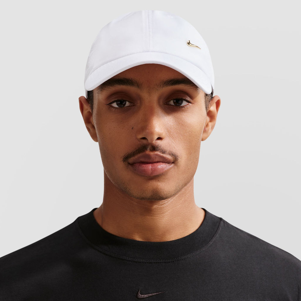 Nike Dri-FIT Unstructured Metal Swoosh Cap - White