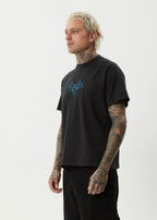 Bats Recycled Raglan Boxy Fit Tee - Stone Black