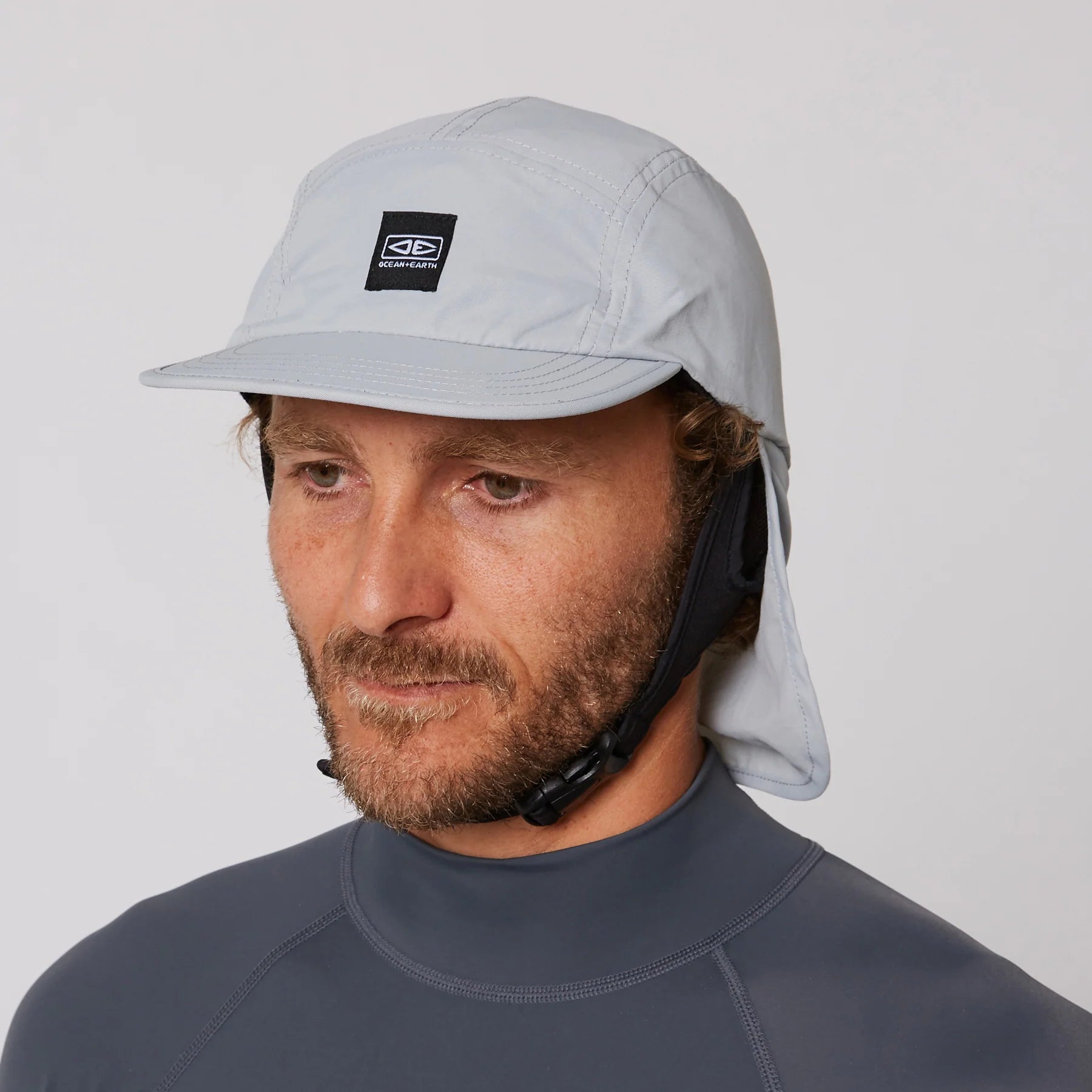 Indo 5 Panel Legionnaire Surf Cap - Grey
