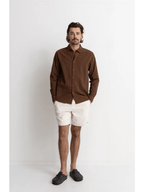 Rhythm - Classic Linen LS Shirt - Chocolate - Velocity 21