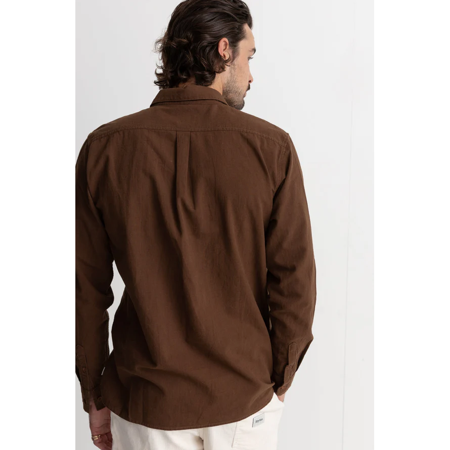 Rhythm - Classic Linen LS Shirt - Chocolate - Velocity 21