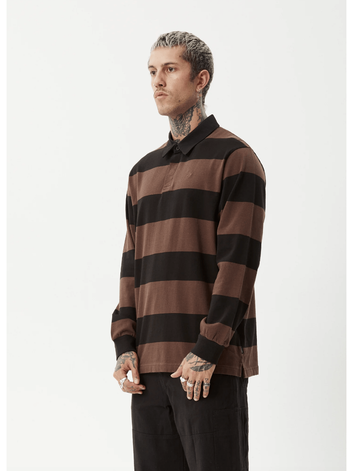 Afends - Nation Recycled Polo Long Sleeve Tee - Velocity 21