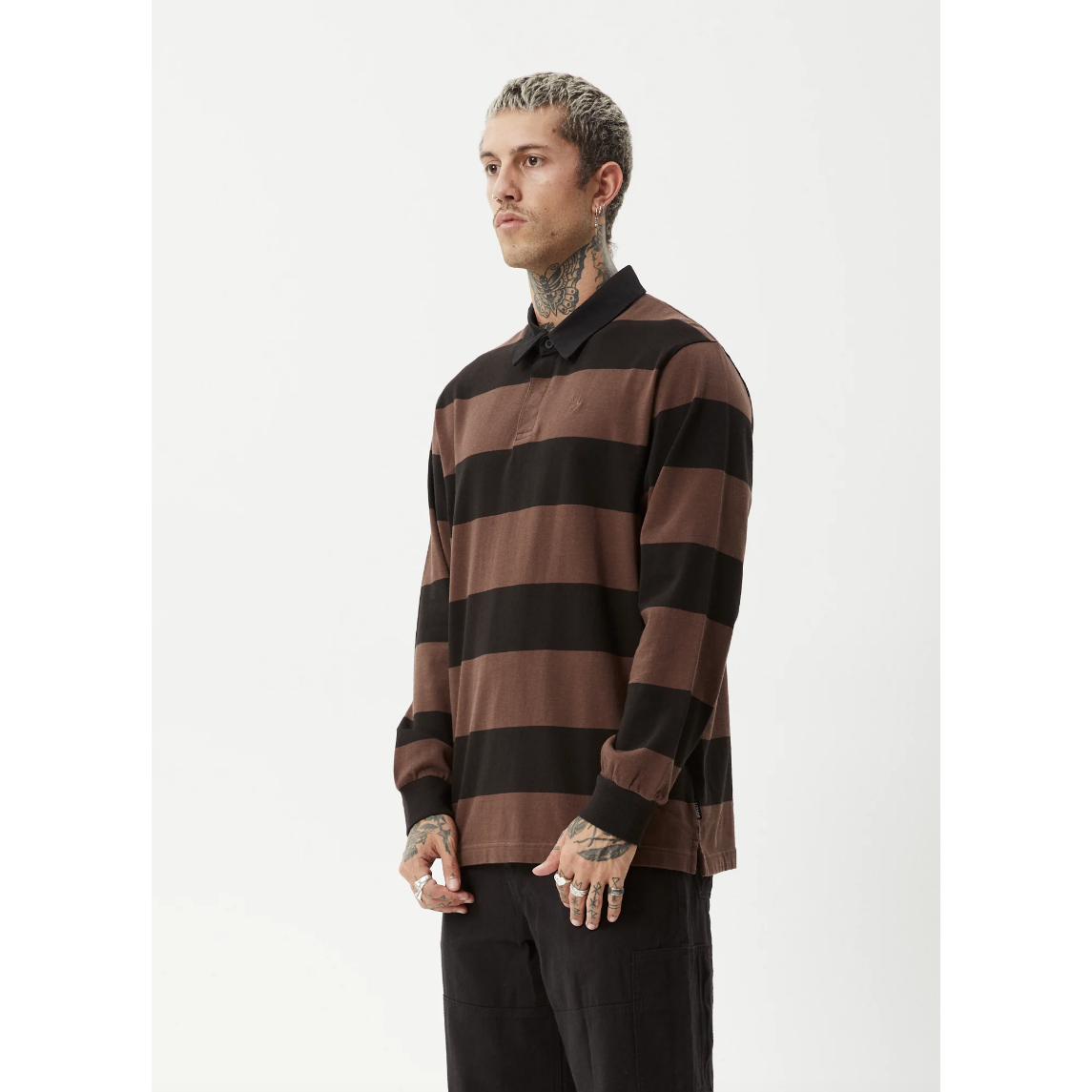 Afends - Nation Recycled Polo Long Sleeve Tee - Velocity 21