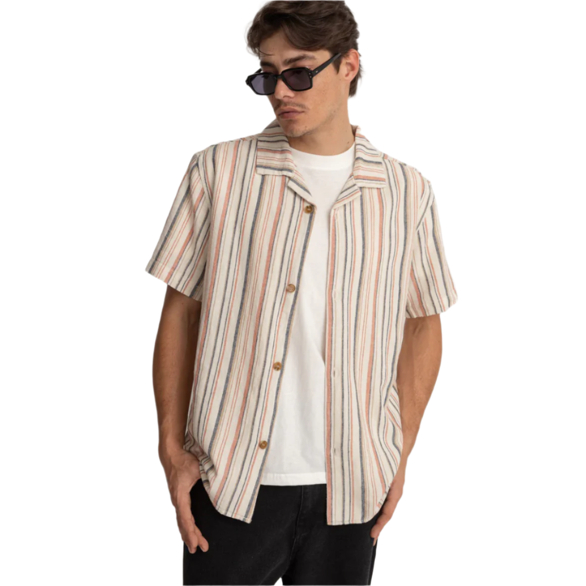 Rhythm - Vacation Stripe SS Shirt - Natural - Velocity 21