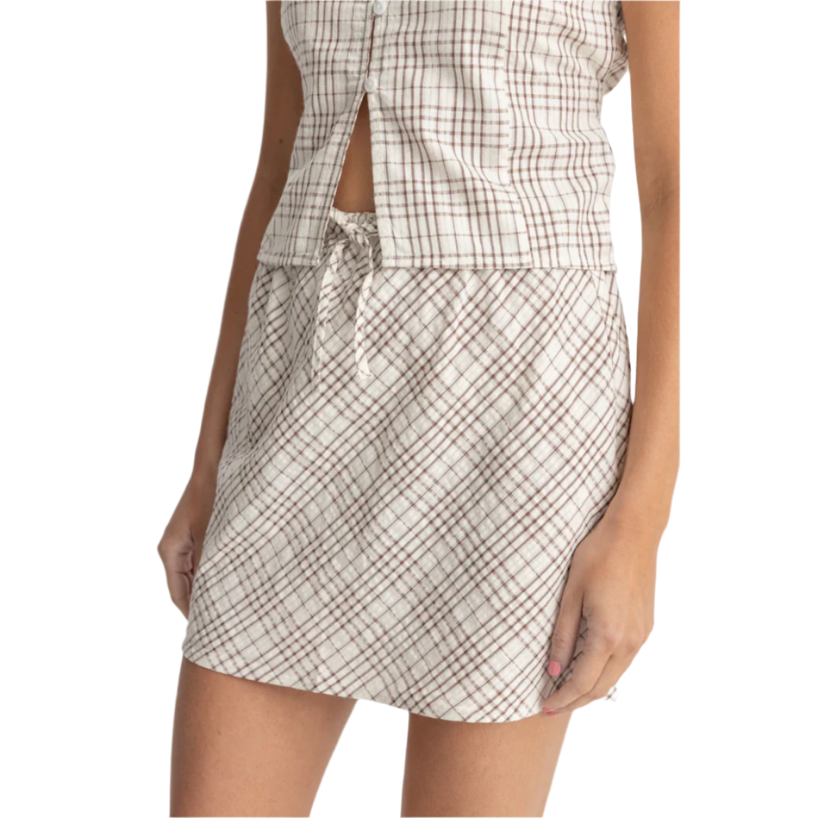 Rhythm - Rumi Check Bias Cut Mini Skirt - Velocity 21