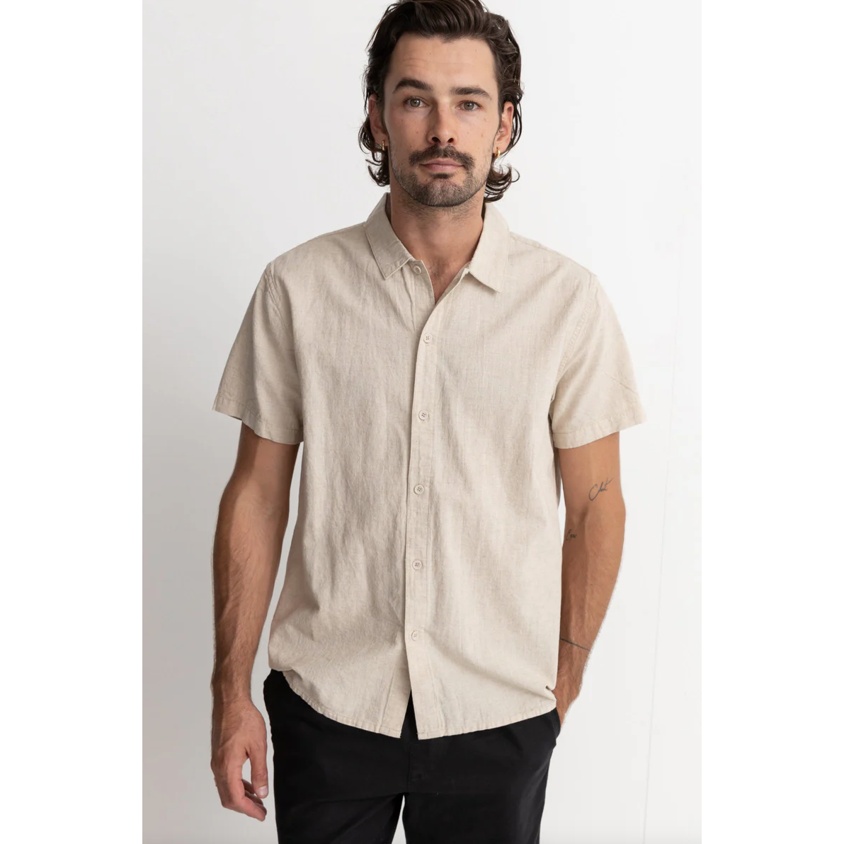 Rhythm - Classic Linen SS Shirt - Sand - Velocity 21