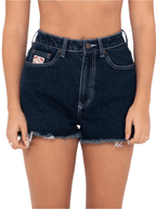 Rusty - Penny Kick Flare Denim Short - Deep Blue - Velocity 21