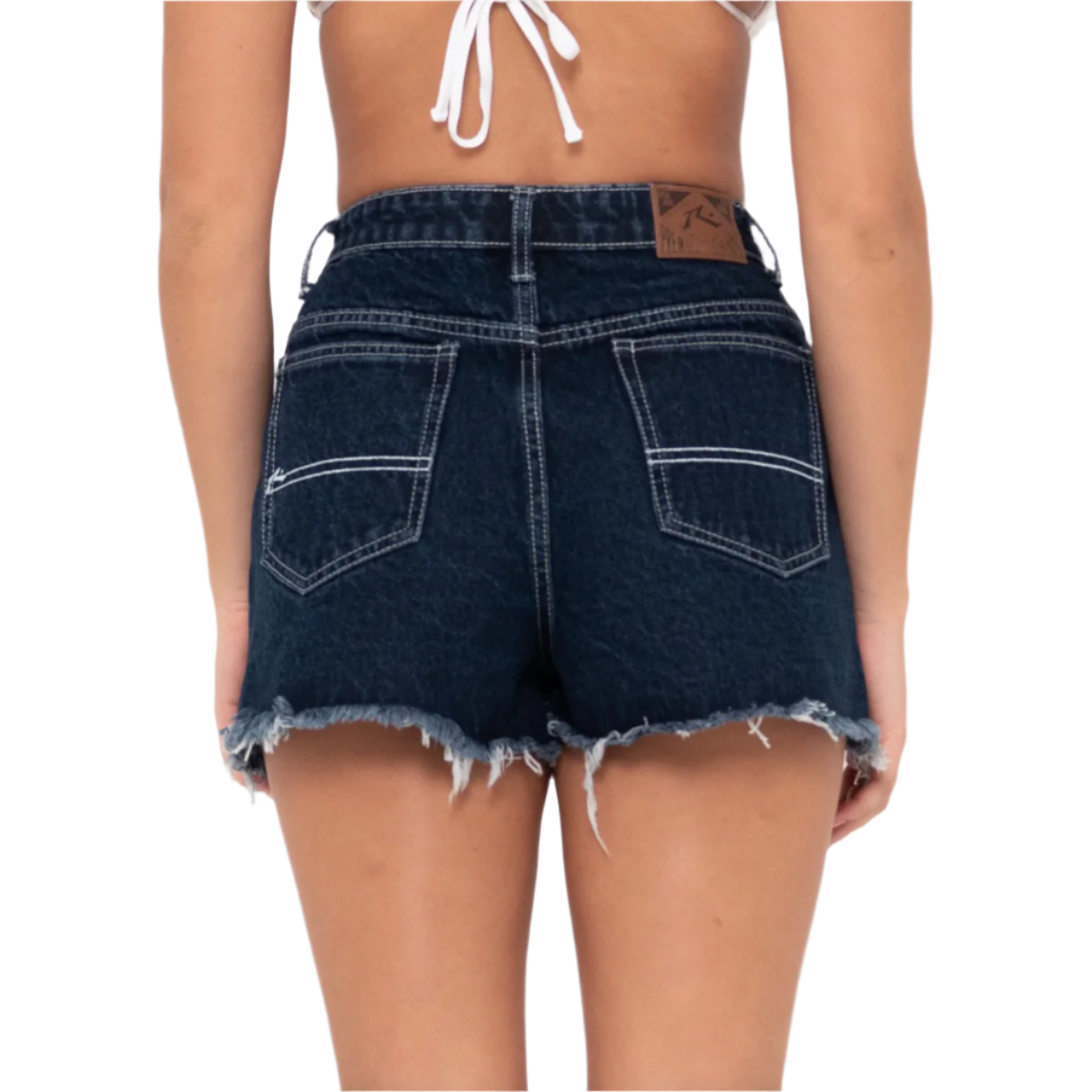 Rusty - Penny Kick Flare Denim Short - Deep Blue - Velocity 21