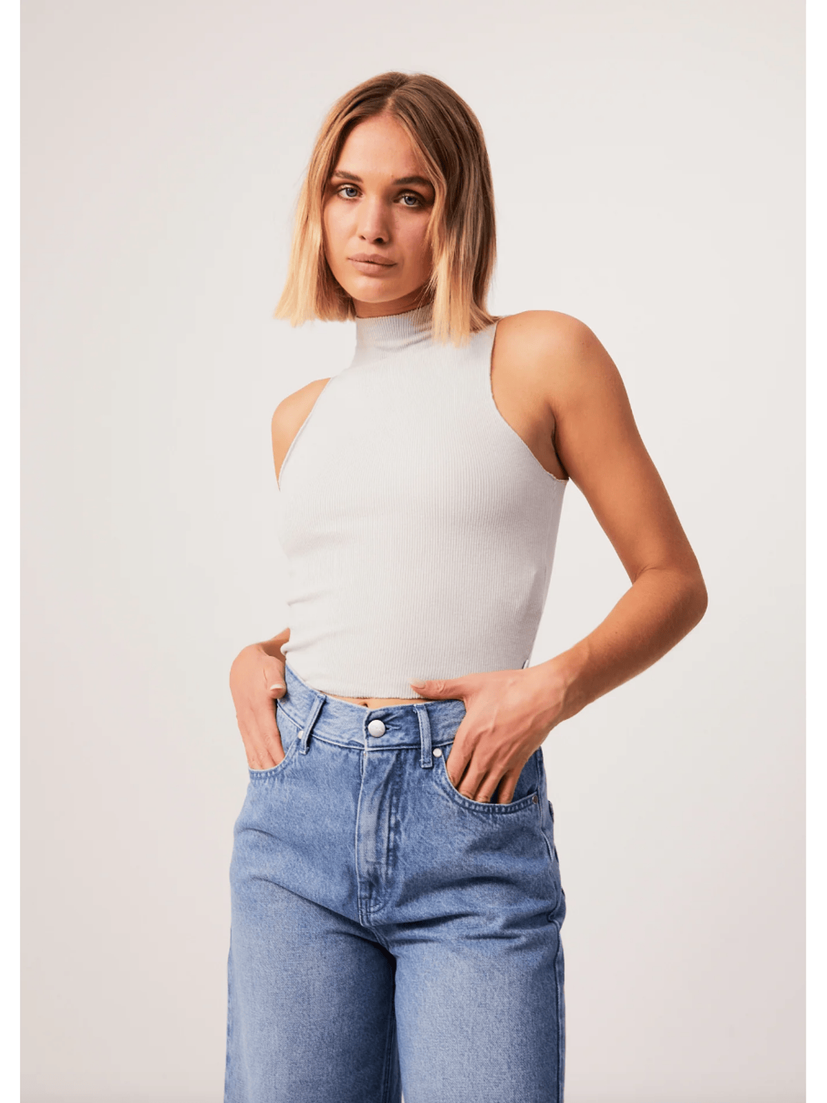 Afends - Iconic Rib High Neck Tank - Smoke - Velocity 21