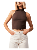Afends - Iconic Rib High Neck Tank - Coffee - Velocity 21