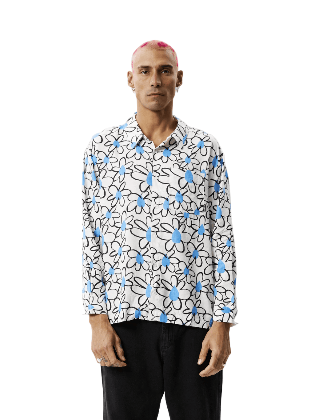 Afends - Waterfall Hemp Cuban LS Shirt - White - Velocity 21