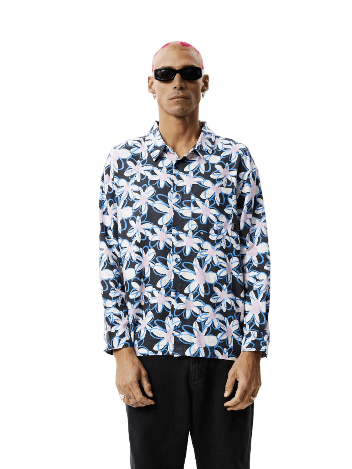 Afends - Waterfall Hemp Cuban LS Shirt - Stone Black - Velocity 21
