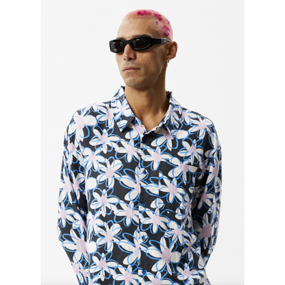 Afends - Waterfall Hemp Cuban LS Shirt - Stone Black - Velocity 21
