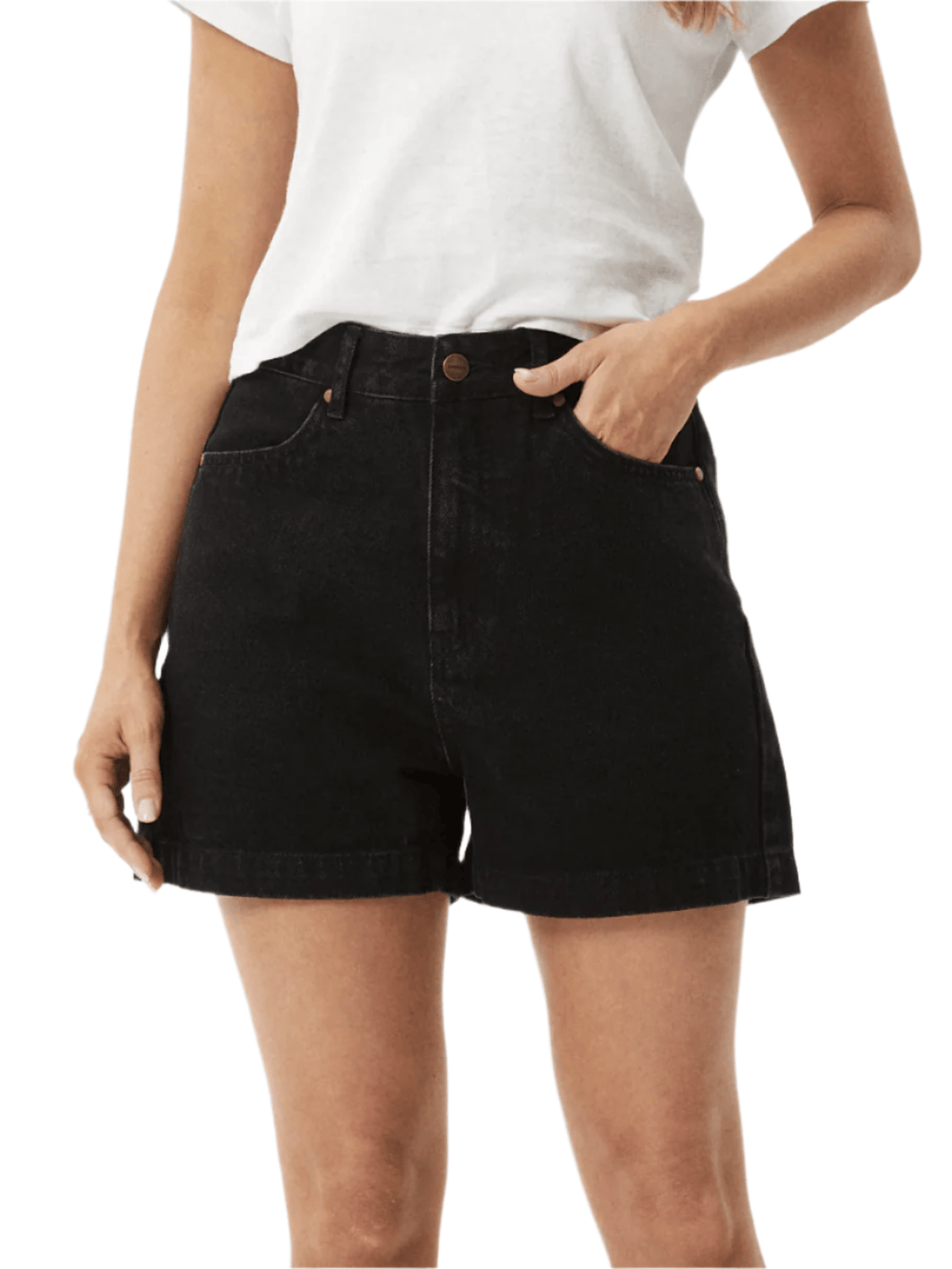 Afends - Seventy Threes Organic Denim High Waisted Shorts - Washed Black - Velocity 21
