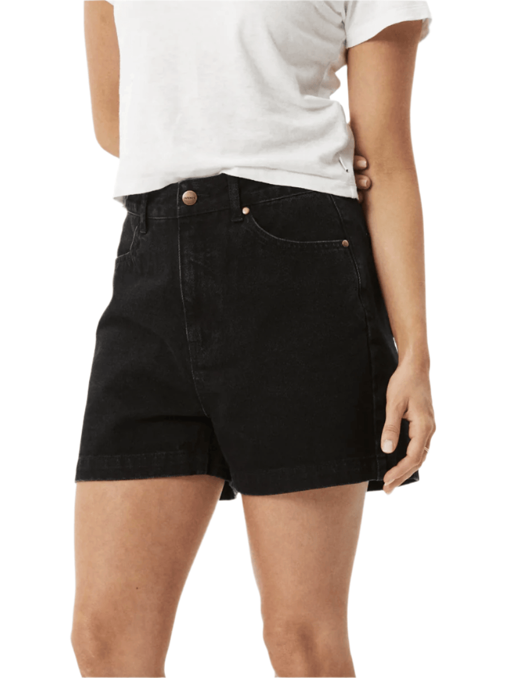 Afends - Seventy Threes Organic Denim High Waisted Shorts - Washed Black - Velocity 21