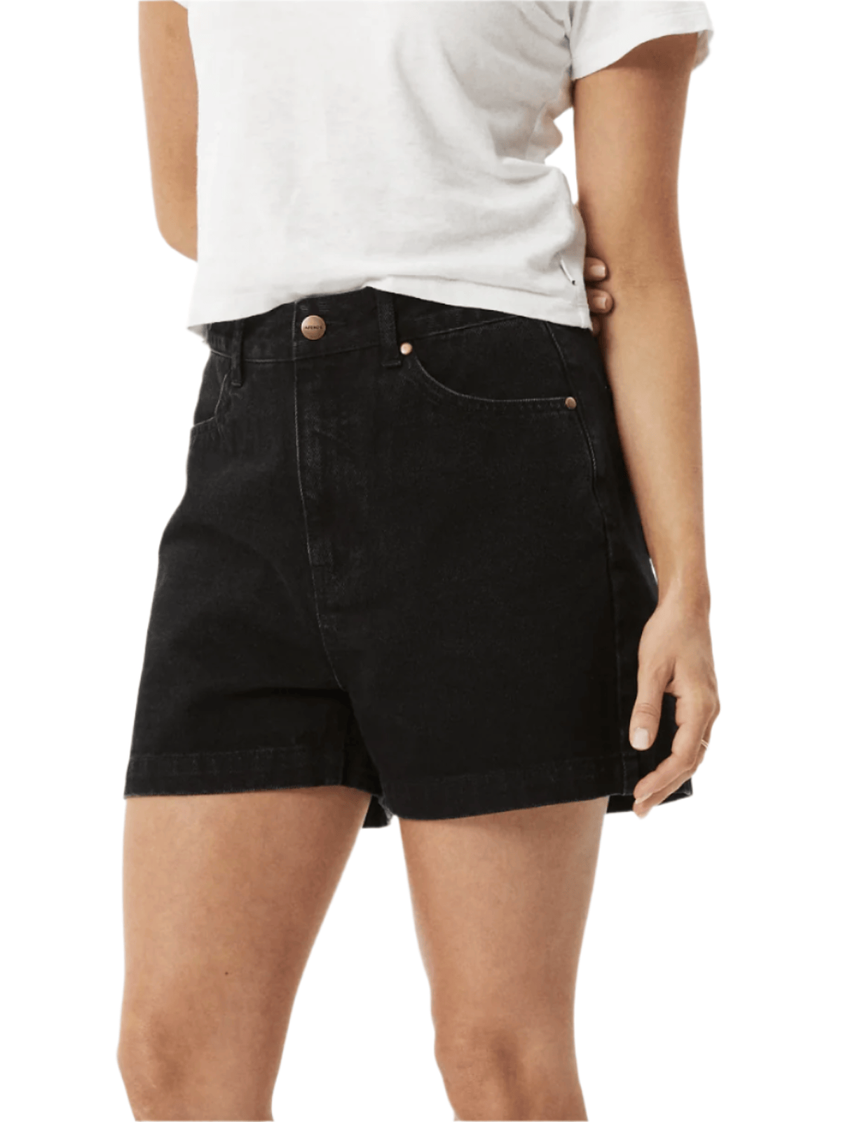 Afends - Seventy Threes Organic Denim High Waisted Shorts - Washed Black - Velocity 21
