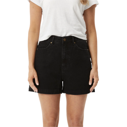 Afends - Seventy Threes Organic Denim High Waisted Shorts - Washed Black - Velocity 21