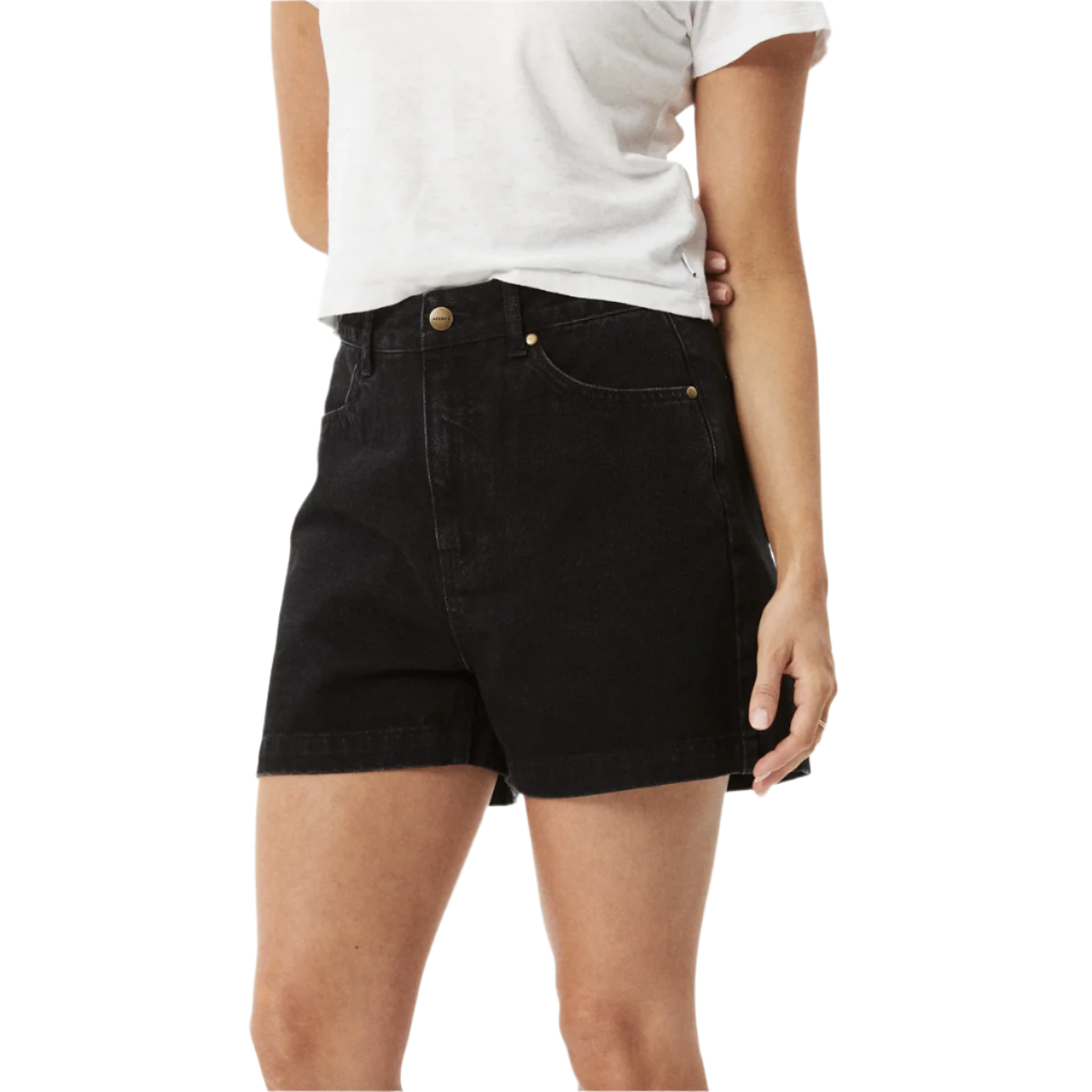 Afends - Seventy Threes Organic Denim High Waisted Shorts - Washed Black - Velocity 21