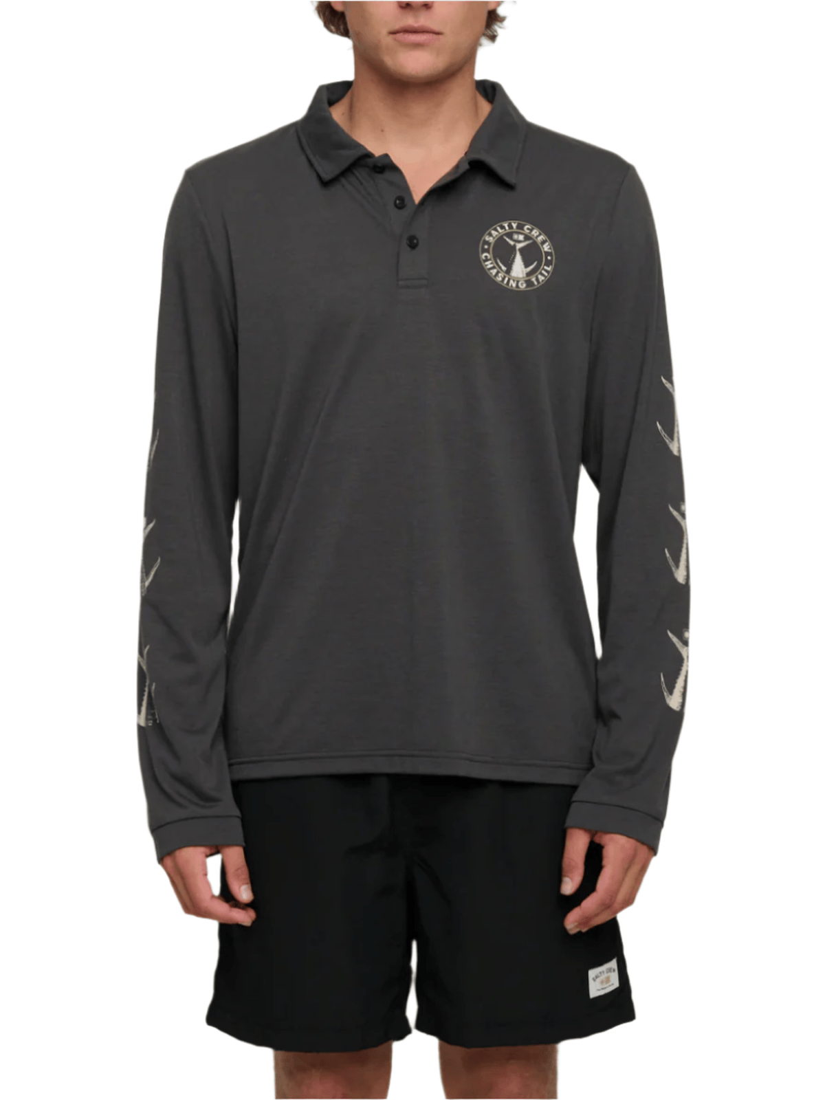 Salty Crew - Tailgate Polo LS Sunshirt - Coal - Velocity 21
