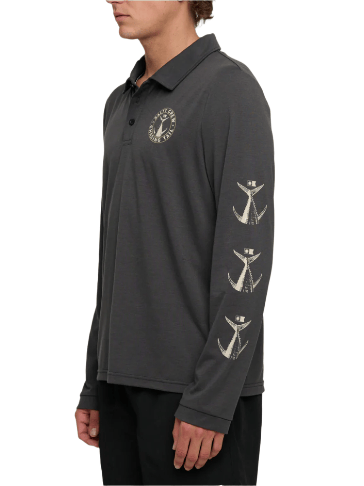 Salty Crew - Tailgate Polo LS Sunshirt - Coal - Velocity 21
