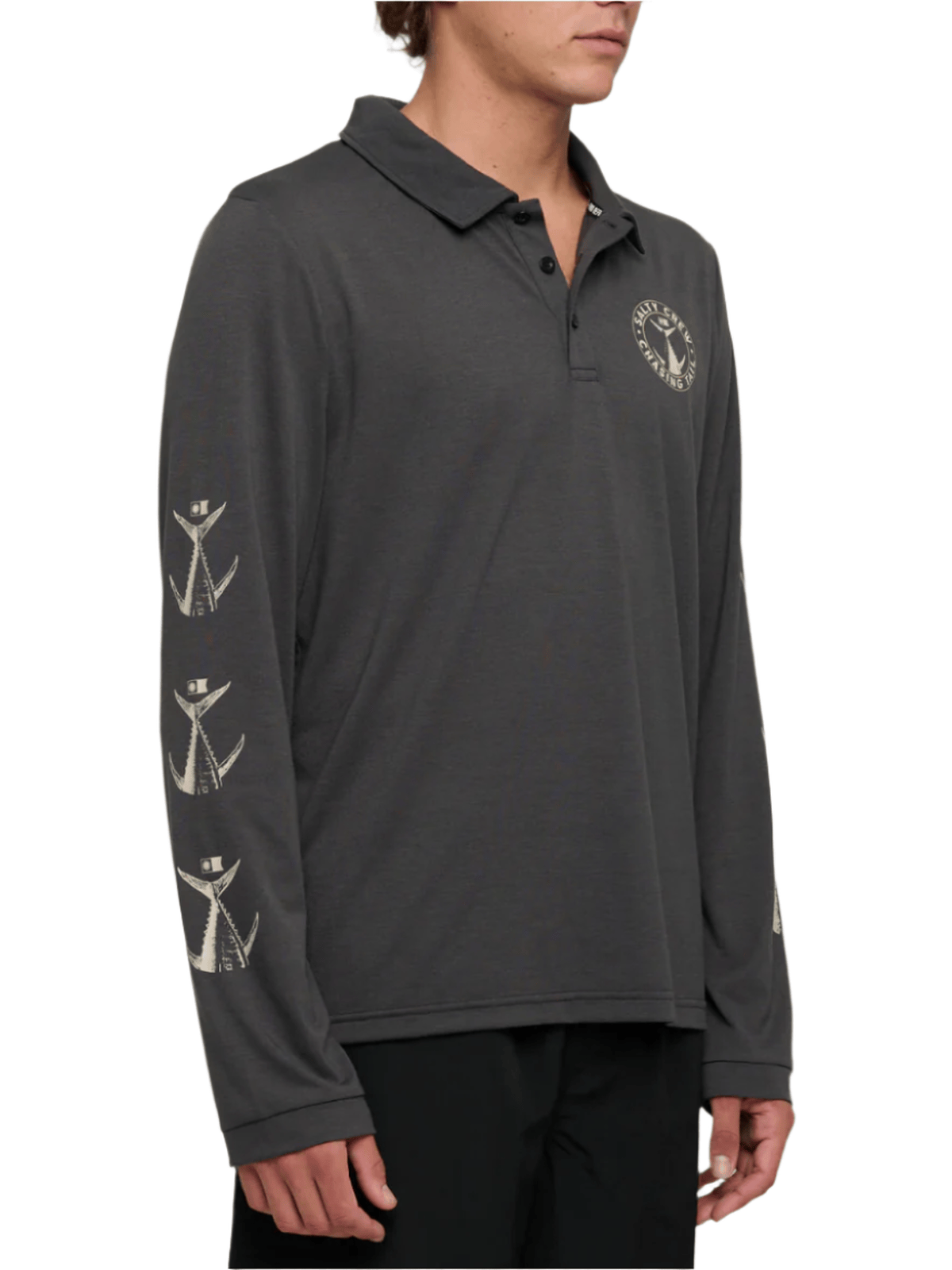 Salty Crew - Tailgate Polo LS Sunshirt - Coal - Velocity 21