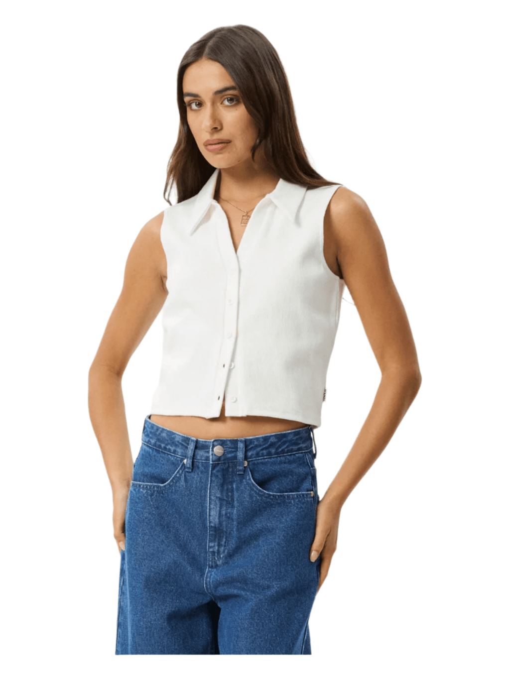 Afends - Eliza Hemp Rib Sleeveless Shirt - Off White - Velocity 21