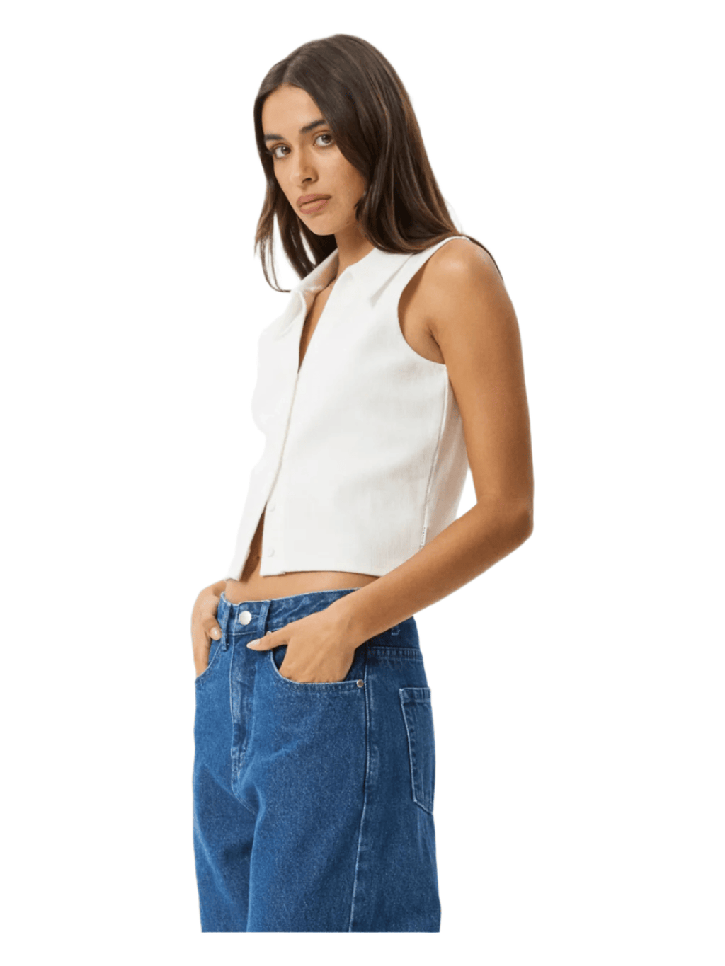 Afends - Eliza Hemp Rib Sleeveless Shirt - Off White - Velocity 21