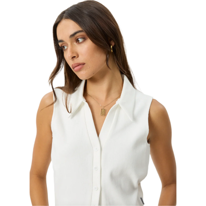Afends - Eliza Hemp Rib Sleeveless Shirt - Off White - Velocity 21