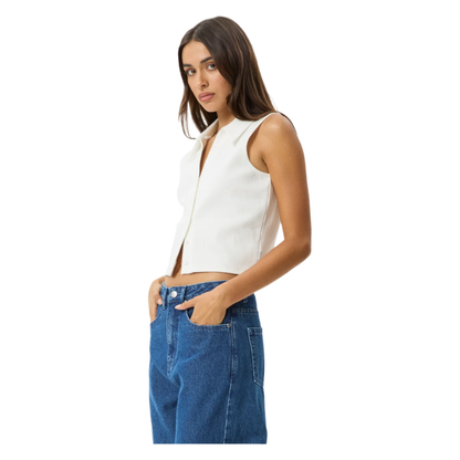 Afends - Eliza Hemp Rib Sleeveless Shirt - Off White - Velocity 21