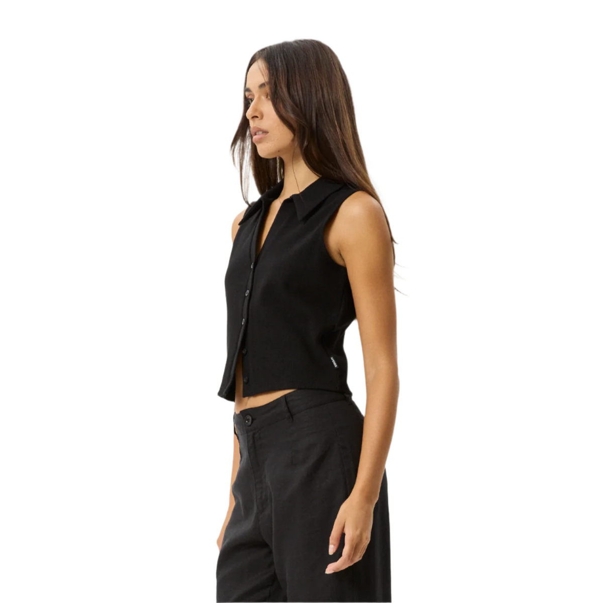 Afends - Eliza Hemp Rib Sleeveless Shirt - Black - Velocity 21