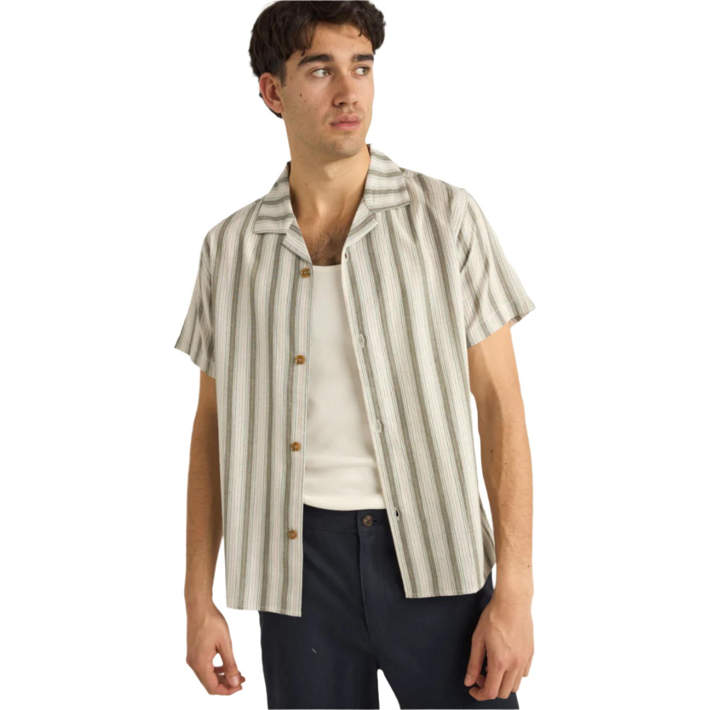 Rhythm - Vacation Stripe SS Shirt - Fern - Velocity 21