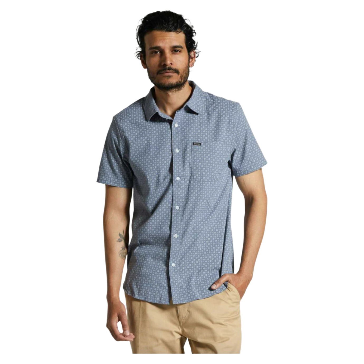 Brixton - Charter Print SS Woven - Flint Stone Blue - Velocity 21