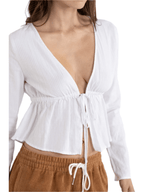 Rhythm - Belle Tie Front Long Sleeve Top - Velocity 21
