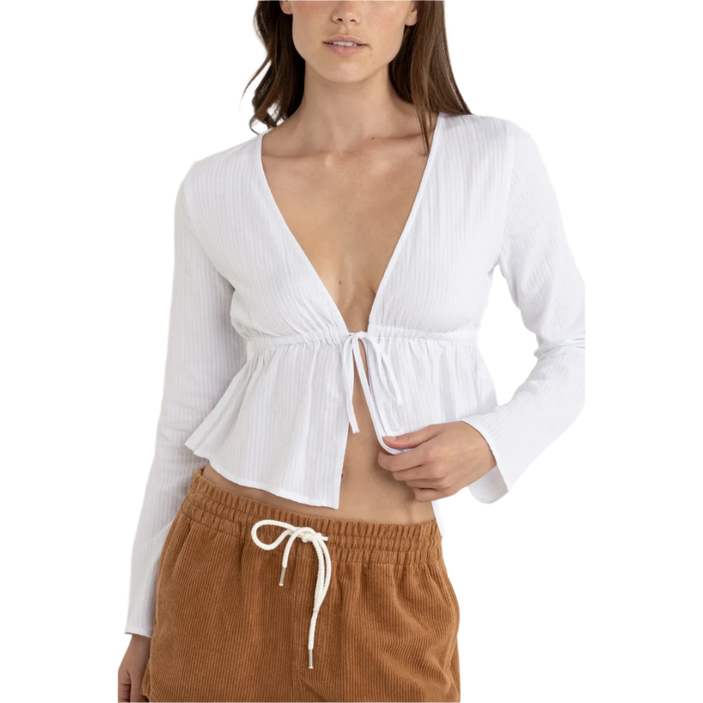 Rhythm - Belle Tie Front Long Sleeve Top - Velocity 21