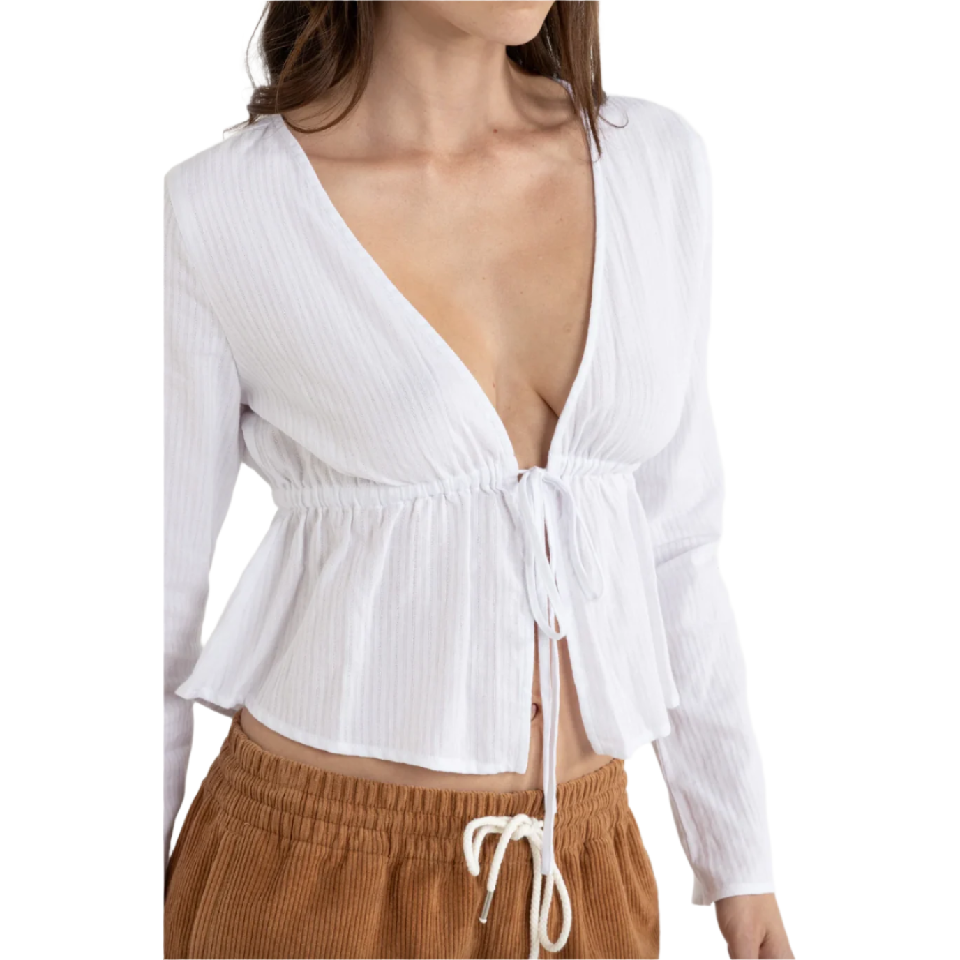 Rhythm - Belle Tie Front Long Sleeve Top - Velocity 21