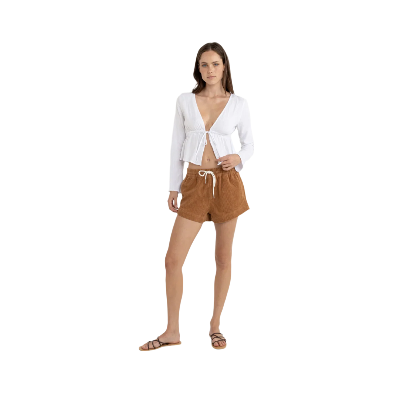 Rhythm - Belle Tie Front Long Sleeve Top - Velocity 21