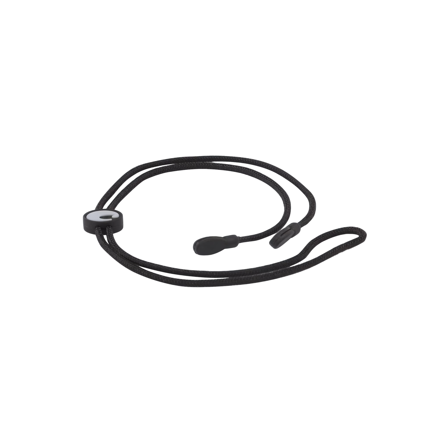 Black lanyard with a metal clip on a white background - black