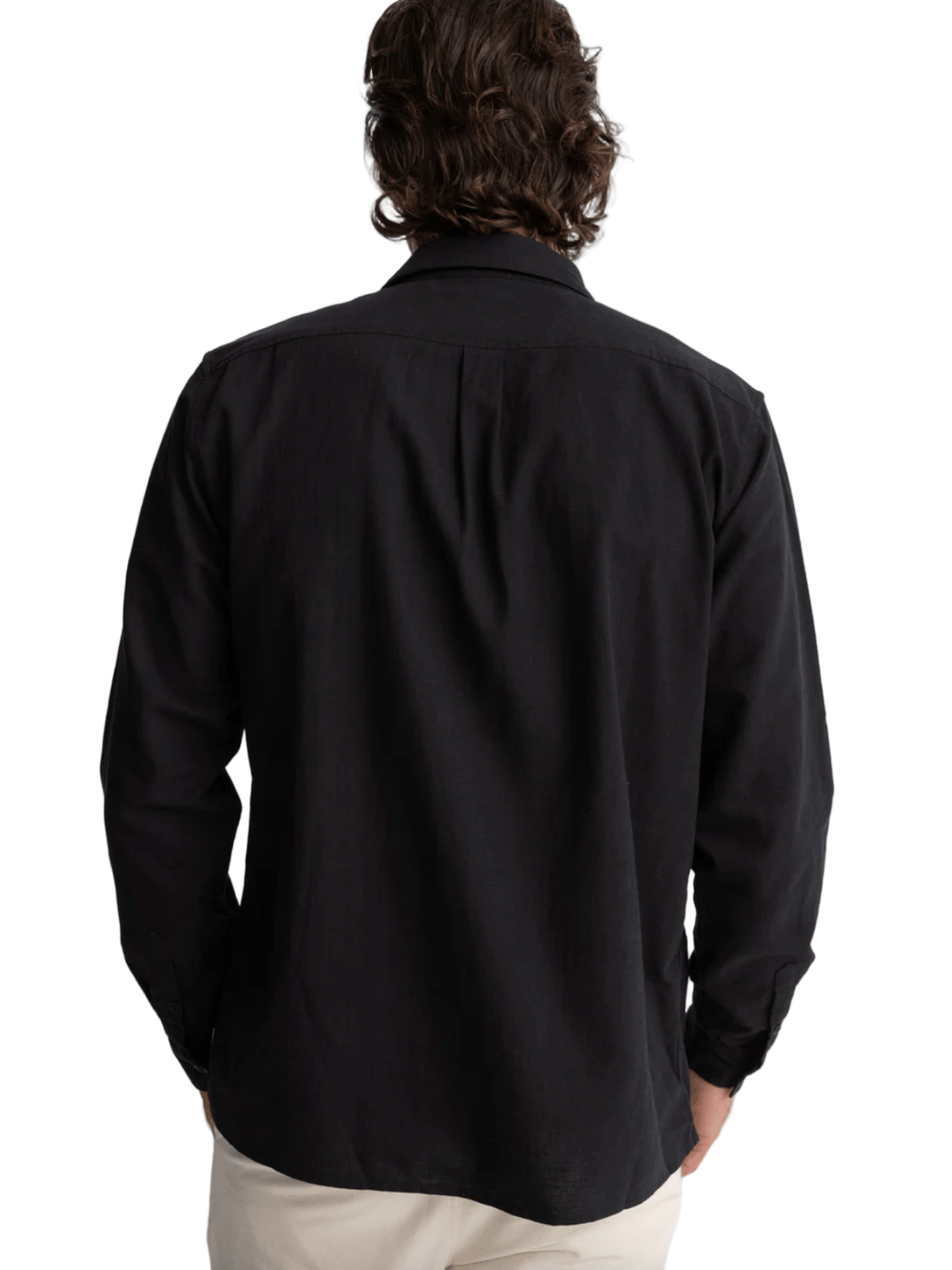 Man wearing a black shirt on a white background