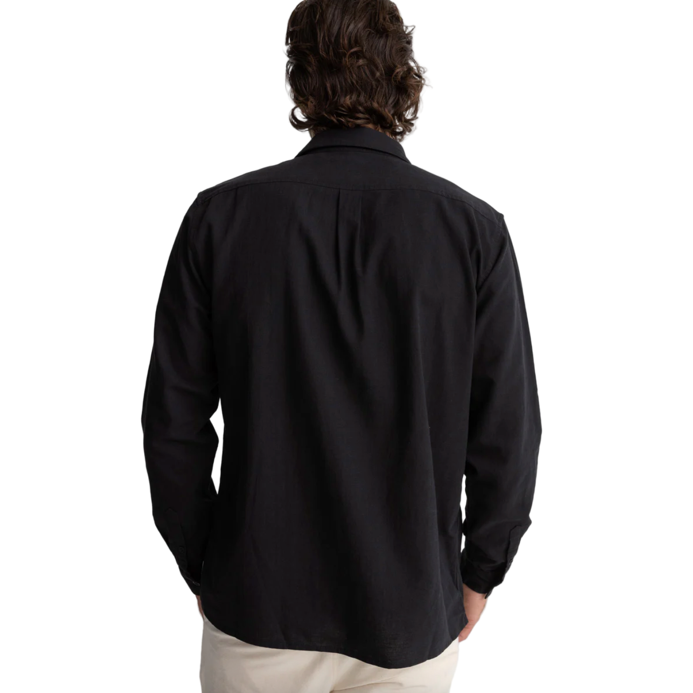 Man wearing a black shirt on a white background